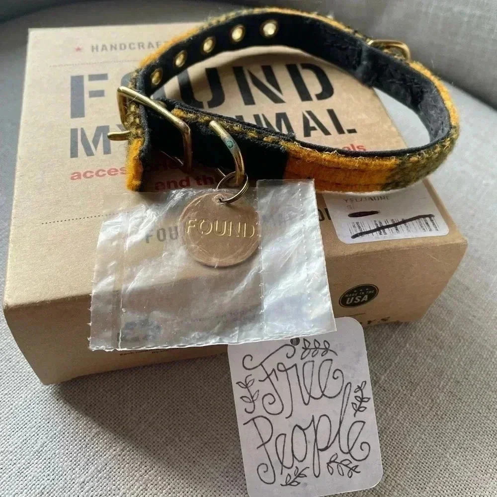 NWT Found My Animal x Free People Yellow Plaid Small Collar